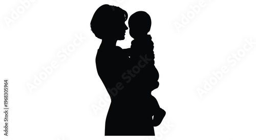 Mother lovingly cradles her baby in a striking silhouette