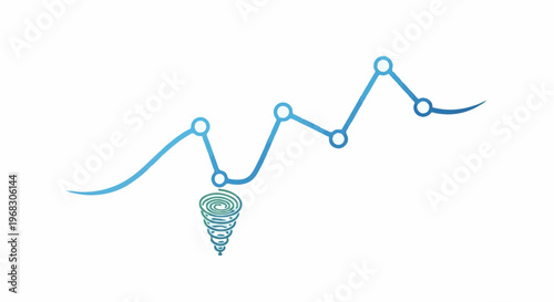 A turbulent trend line shows a sharp descent into a spiral