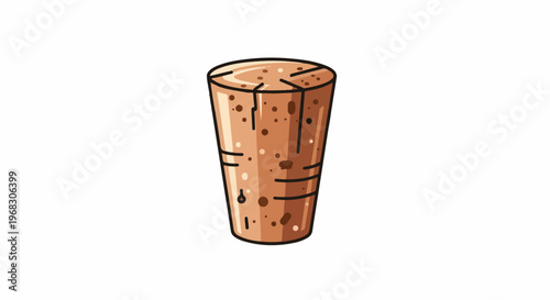 A single, tapered cork stopper with a textured surface