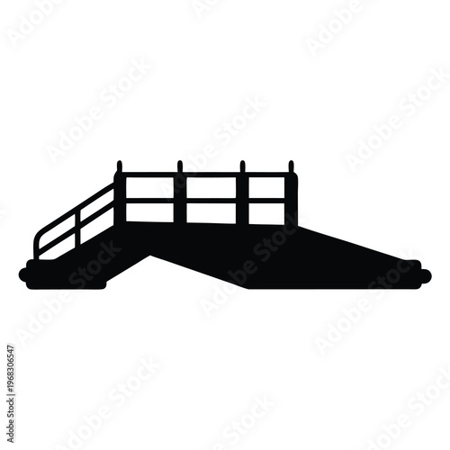 Stylized black silhouette depiction of a pedestrian overpass or bridge design