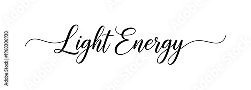 Light Energy. lettering and all elements in black. Vector style. AWhite background. Pure white background. Perfect isolation and visual consistency. Elegant