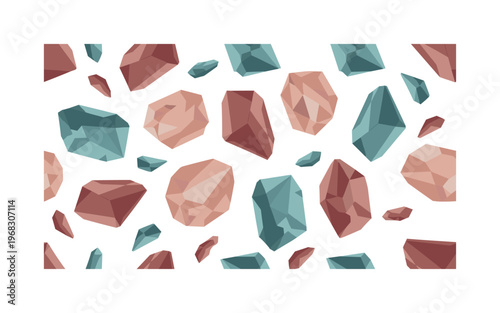 fragmented patterns seamless pattern, repeating pattern, surface design, textile print, modern illustration of jagged shards, broken glass, crystal fragments,