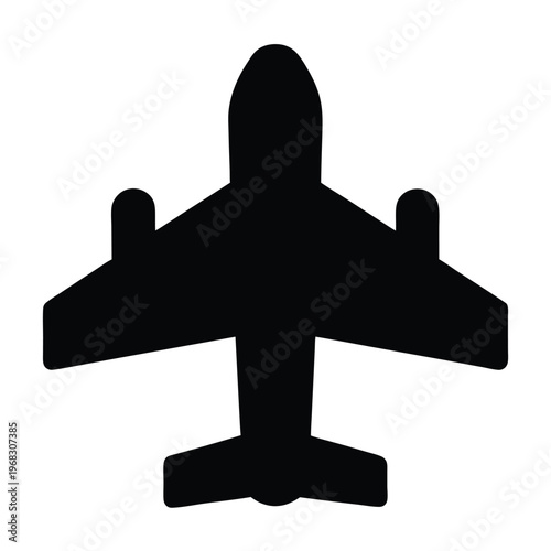 Silhouette of a commercial airplane showcasing air travel and transport symbol