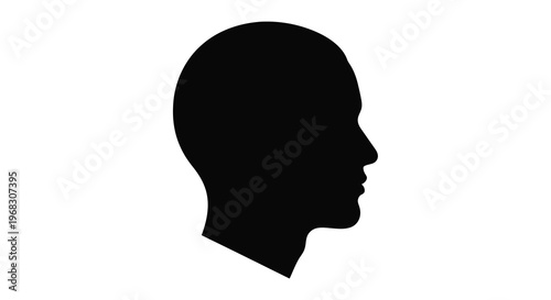 A stark silhouette of a human head in profile showcasing a clean and minimalist design