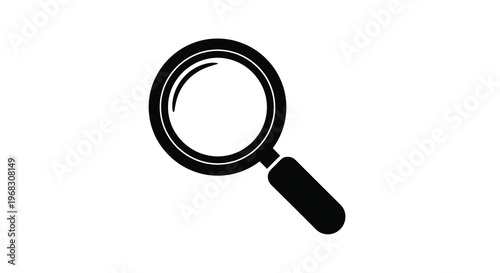 A simple black and white illustration depicts a magnifying glass commonly used for detailed inspection