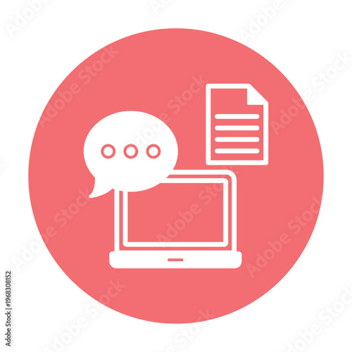 Chat Laptop Vector icon which can easily modify or edit