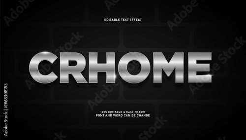 Silver Chrome Metallic Text Effect with Glossy Shine on Dark Background