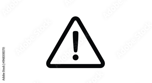 A simple black and white illustration of a warning sign featuring a triangle and exclamation point