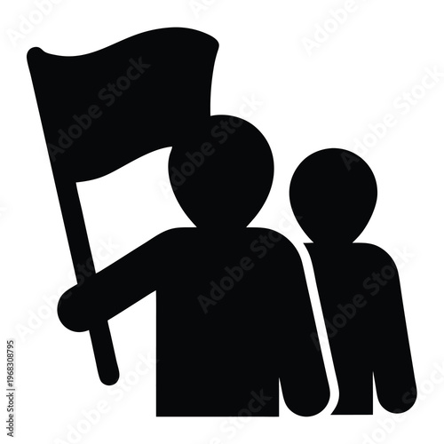 Protestors marching, one holding a flag, symbolizes collective action and social change