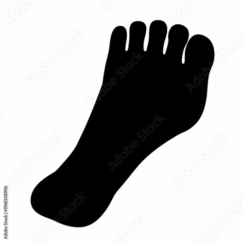 Silhouette of a Human Foot with Toes in Black and White Color