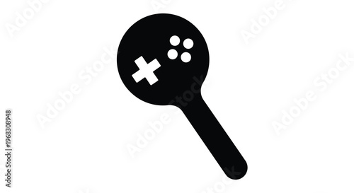 A simple black silhouette of a traditional maraca with multiple internal elements high quality professional detailed