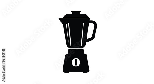 A simple black silhouette depicts a modern kitchen blender showcasing its iconic shape high quality professional