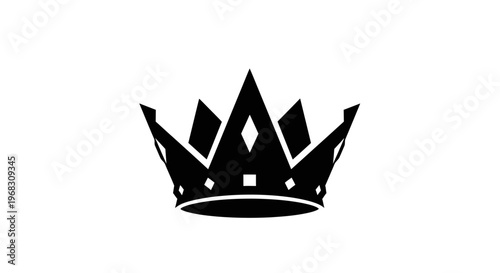Black Crown Icon on White Background.