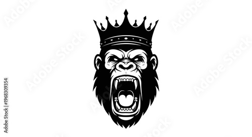 Angry Gorilla King Wearing a Crown.