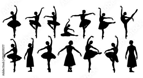 Ballet Dancers Silhouettes Collection Diverse Poses.