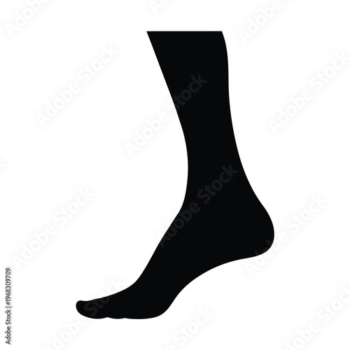 Silhouette of a human foot, vector image, representing the shape of foot