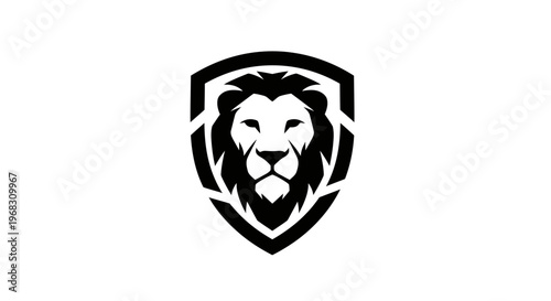 Lion Head Shield Logo Design Vector.
