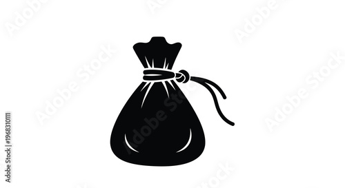 A simple black silhouette depicts a drawstring bag or pouch likely for holding items high quality