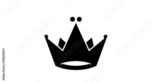 Simple Black Crown Icon Vector Illustration.