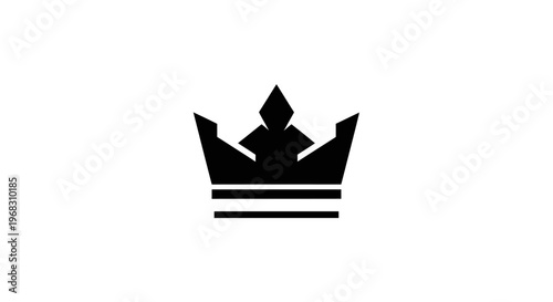 Simple Black Crown Icon on White Background.