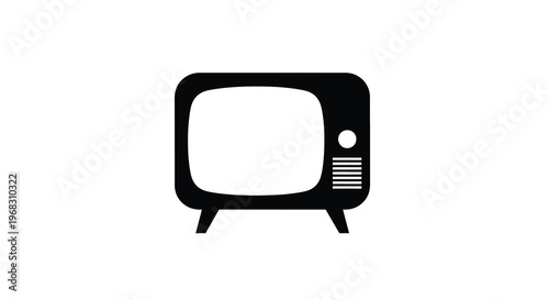 A minimalist black outline of a vintage television set with a circular knob high quality professional