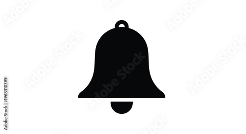 A simple black silhouette of a classic bell shape isolated on a clean white background