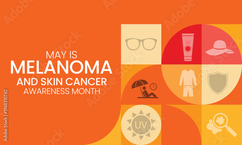 Melanoma and skin cancer awareness month observed every year in May, Exposure to ultraviolet (UV) rays causes most cases of melanoma, the deadliest kind of skin cancer. Vector illustration.