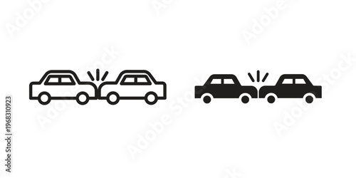 Rear end collision icon. modern vector symbols set