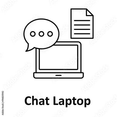 Chat Laptop Vector icon which can easily modify or edit