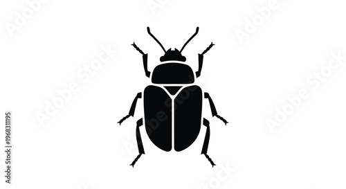 A stark black silhouette depicts a beetle showcasing its distinct body shape and antennae high quality