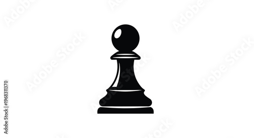 A minimalist depiction of a black chess pawn isolated on a clean white background high quality