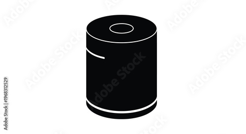 A simple black and white illustration depicts a cylindrical object with a horizontal line high quality