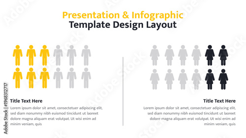 Visual representation comparing male and female demographics with segmented population icons