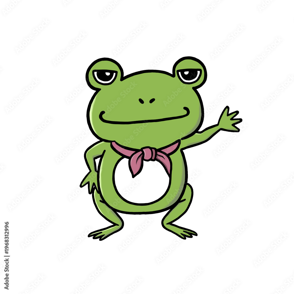 Fototapeta premium Frog Character - Pointing Right, Determined, Isolated Transparent Background