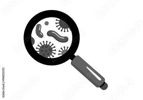 Close-up petri dish with microorganisms under magnifying glass, ideal for pharmaceutical research, medical studies, and microbiology lab visualizations.
