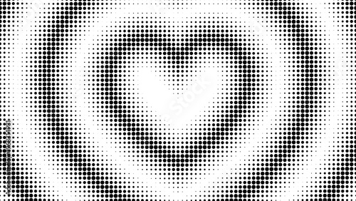 Heart halftone pattern with gradient dots creates romantic comic style background. Vector texture with fading circles and decorative for Valentine designs.