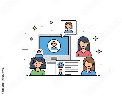 Successful campaign influencer post success scene where content reaches high engagement while tiny sparkle and star icons highlight visibility, growth, and