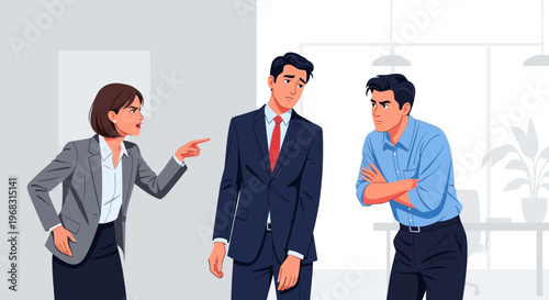 Business conflict between colleagues in office setting.