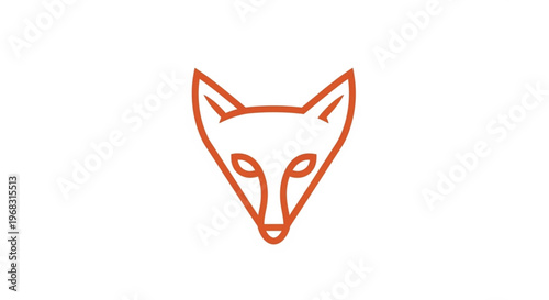 A minimalist orange outline of a fox's head, featuring clean, sharp lines that capture its clever and agile essence. This modern, symmetrical logo design is isolated on a white background.