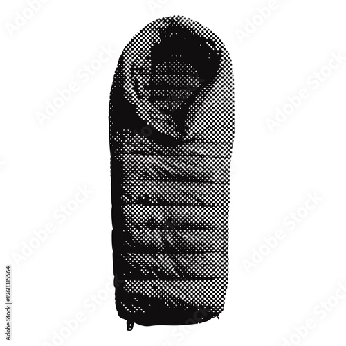 Camping sleeping bag halftone grunge vector design element