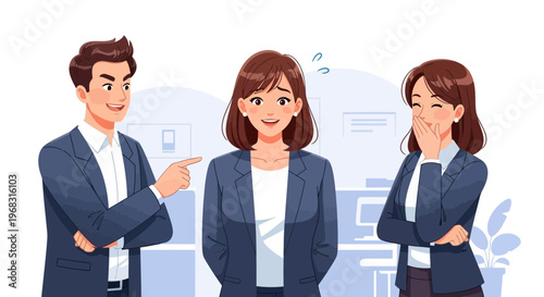 Office colleagues interacting in a professional setting.