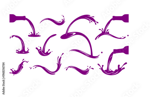 Liquid Drip Wine Pour Silhouette Sticker, Fluid Organic Beverage Vector, Modern Abstract Romantic Gastronomy Illustration