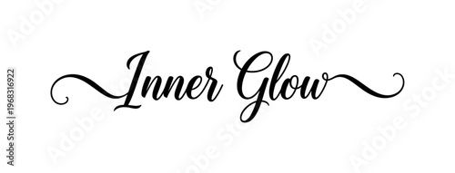 Inner Glow. lettering and all elements in black. Vector style. AWhite background. Pure white background. Perfect isolation and visual consistency. Elegant