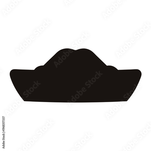 Silhouette of a traditional pirate tricorn hat with brim and top