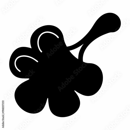 Abstract black image with branching structure and bloblike shapes resembling plant parts