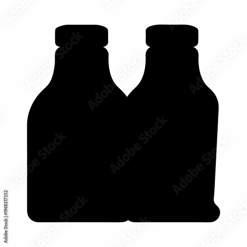 Silhouette of two bottles standing next to each other with screw tops