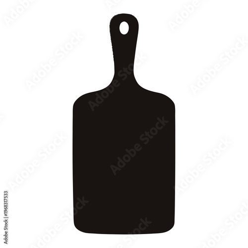 Silhouette of a wooden cutting board with handle and hanging hole isolated