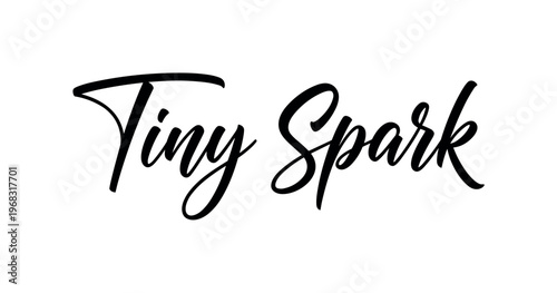 Tiny Spark. lettering and all elements in black. Vector style. AWhite background. Pure white background. Perfect isolation and visual consistency. Elegant