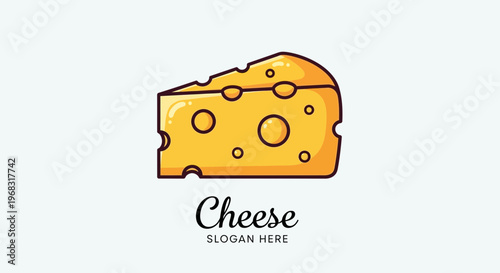 Cheese Slice Illustration – Dairy Food Cartoon Icon with Holes