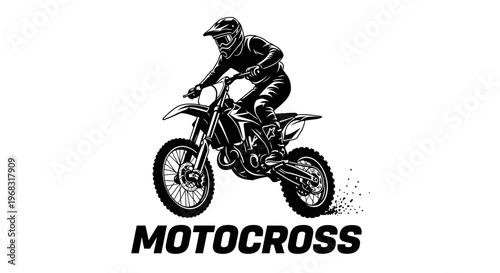 Motocross Rider Silhouette – Off Road Dirt Bike Racing Sport Illustration